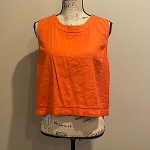 NWT Anthropologie Maeve Orange Button Back Crop Top Medium #062
